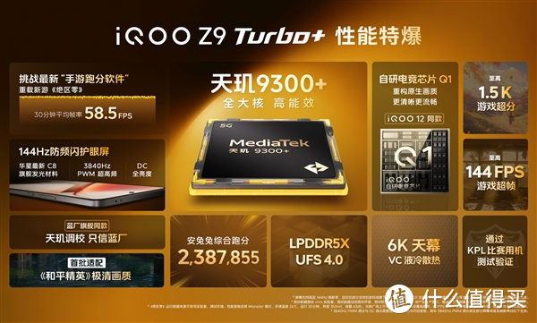 iQOO Z9 Turbo+ 手机来袭：安卓跑分霸榜，6400mAh 超薄蓝海电池搭配天玑 9300+ 芯片