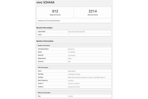 vivo Y39现身Geekbench